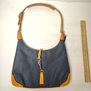 VTG Authentic Coach Blue Canvas Fabric and Leather Trim with Metal Clasp 10"x6"